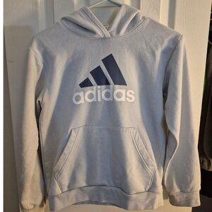 Adidas Youth Medium Hoodie Light Blue With Iconic Logo
